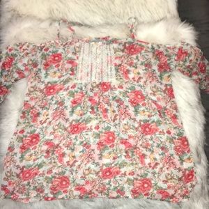 Cold shoulder sheer floral top